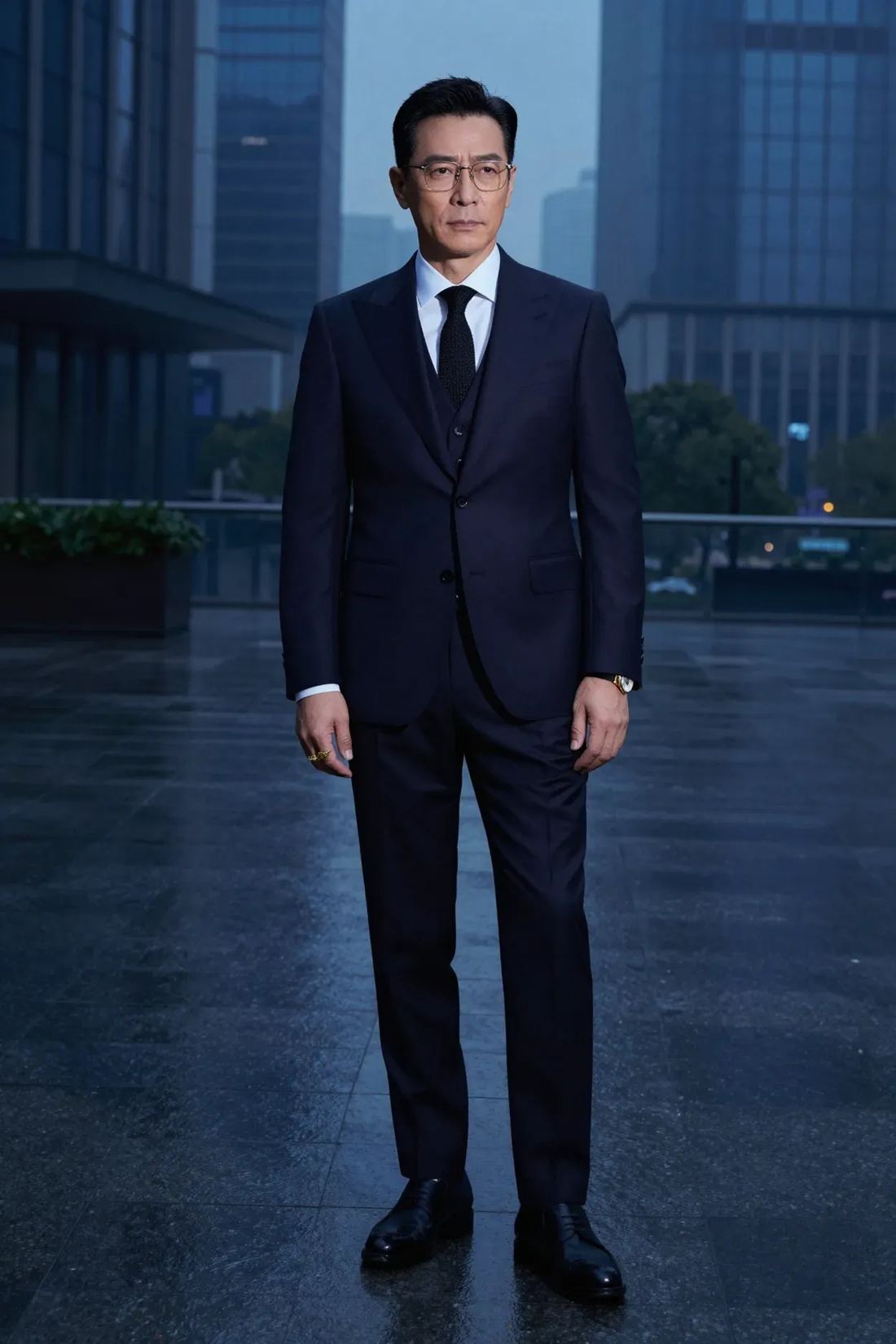 Look 12, Aureus: traje de tres piezas de noche en la ciudad